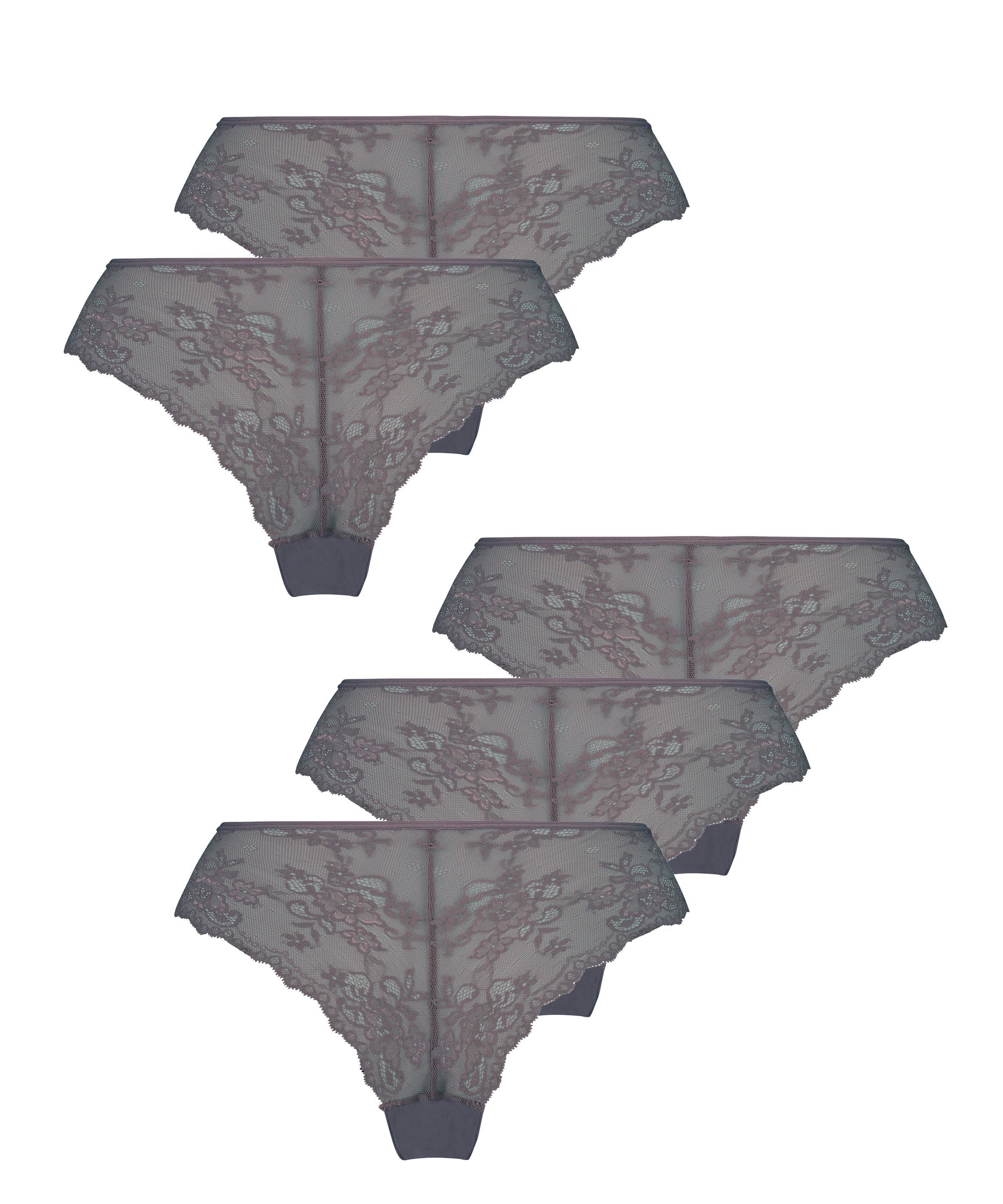 5-pack Invisible Lace Back Brazilian, Gray, main