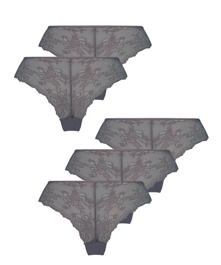 5-pack Invisible Lace Back Brazilian, Gray