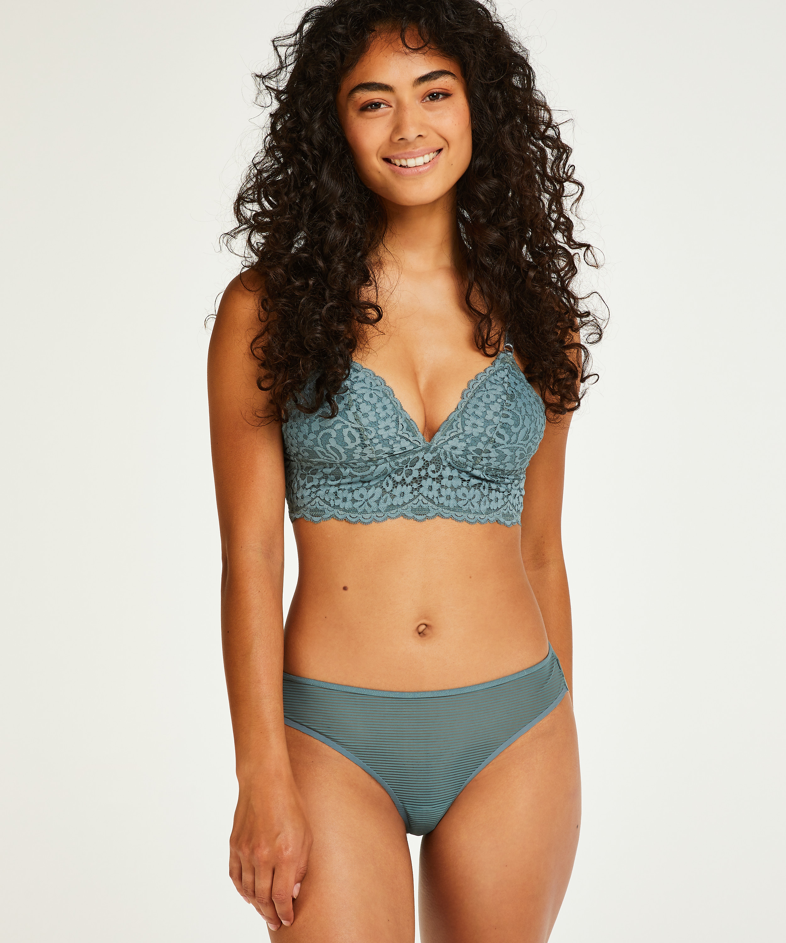 Invisible thong Stripe mesh, Green, main