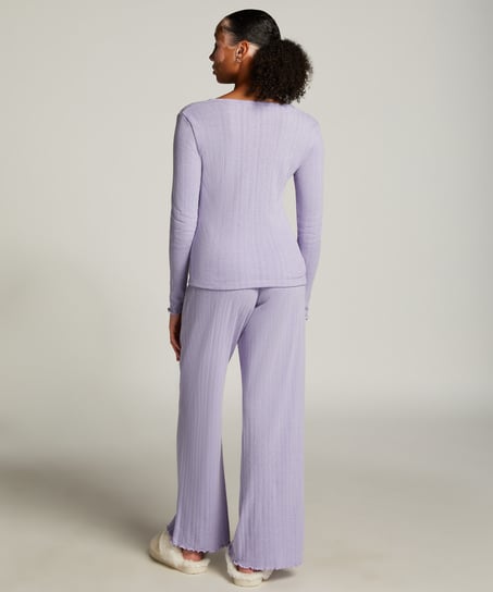Henley Pyjama Top, Purple