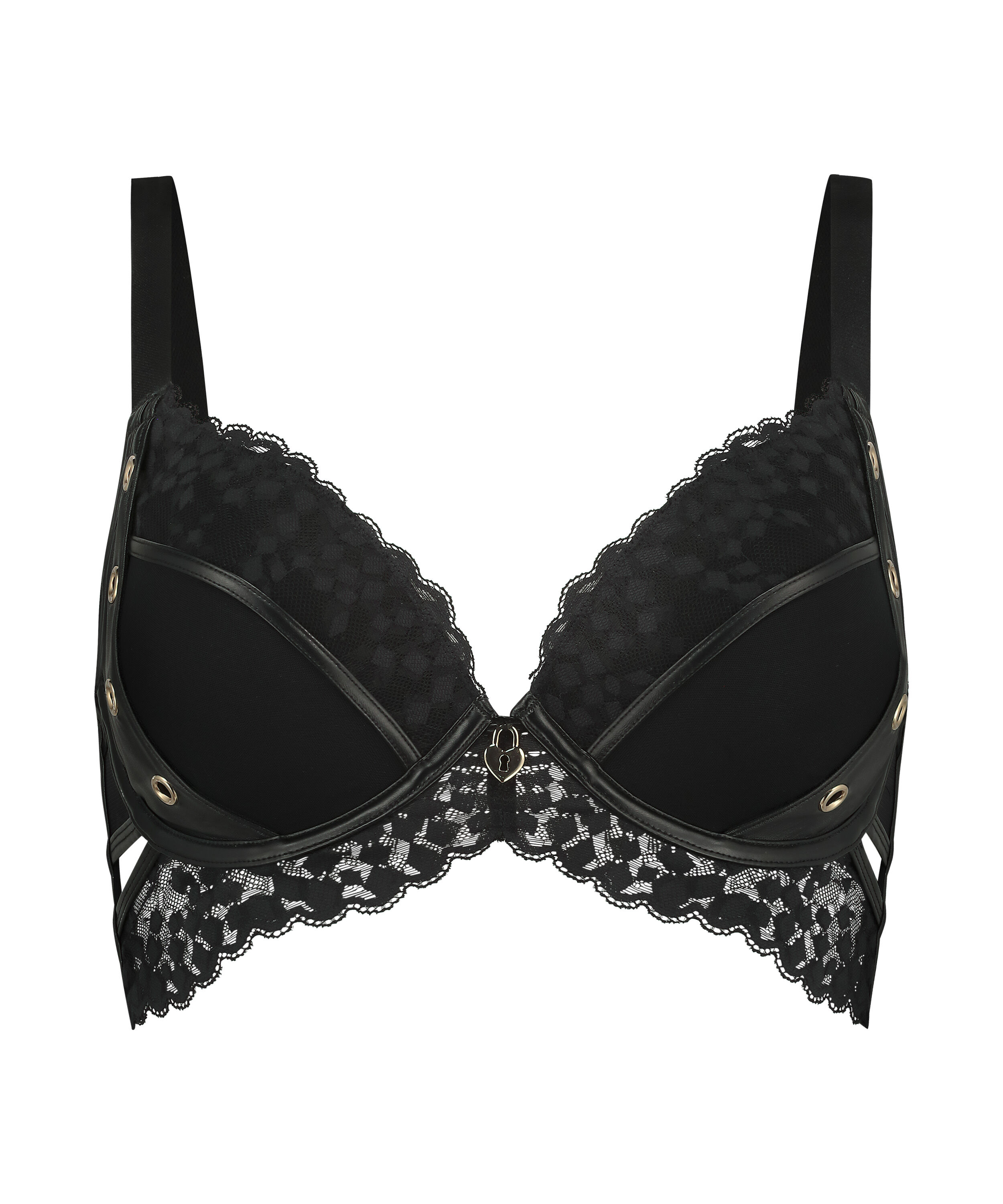 Desire Padded Underwired Longline Push-Up Bra, Black