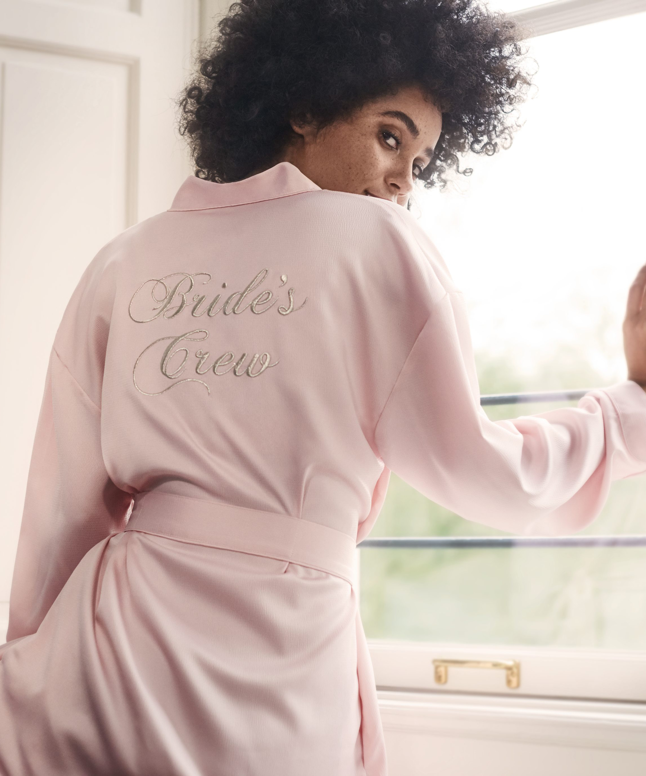 Satin Kimono Brides Crew, Pink, main