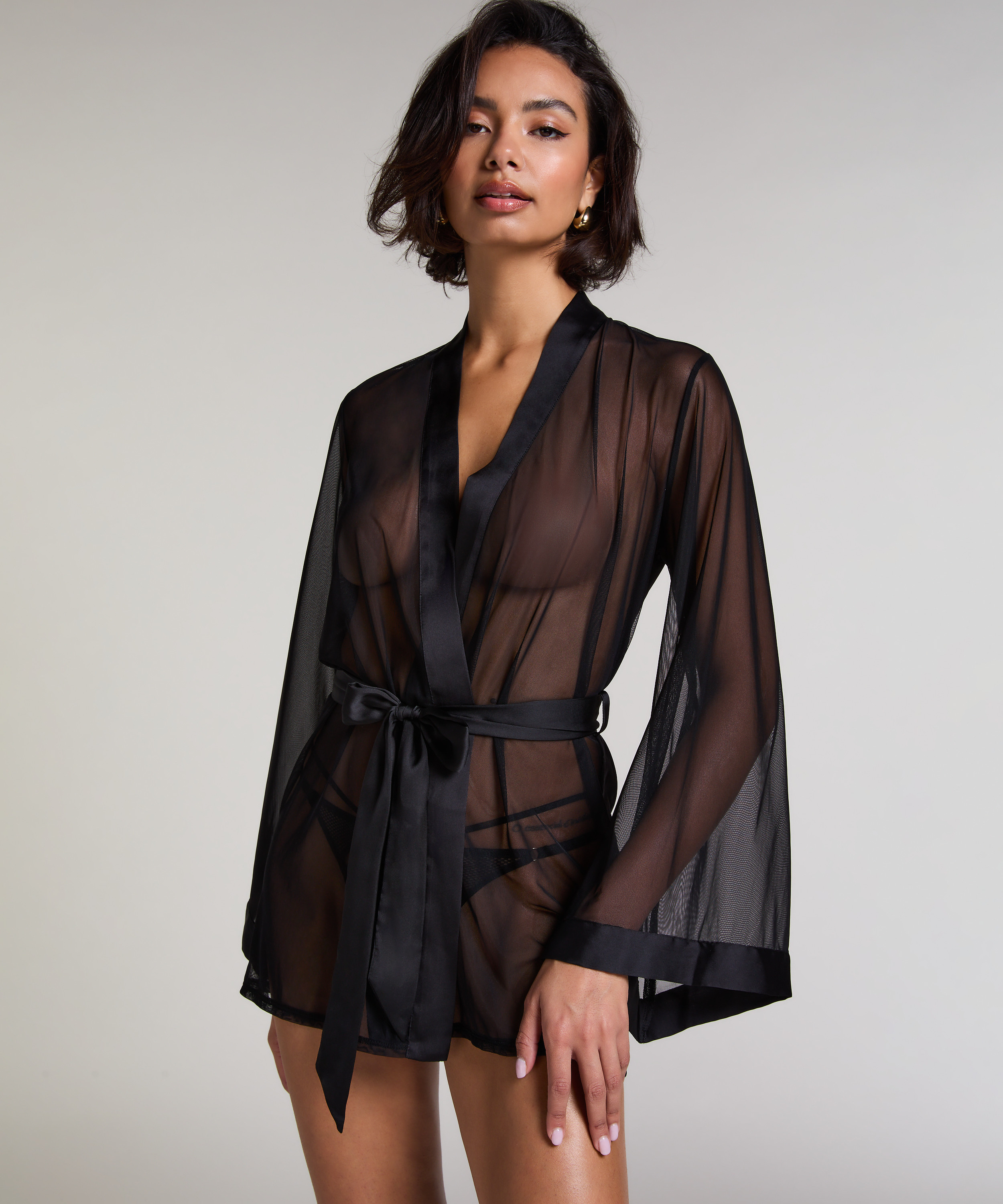 Maxime Tulle Kimono, Black, main