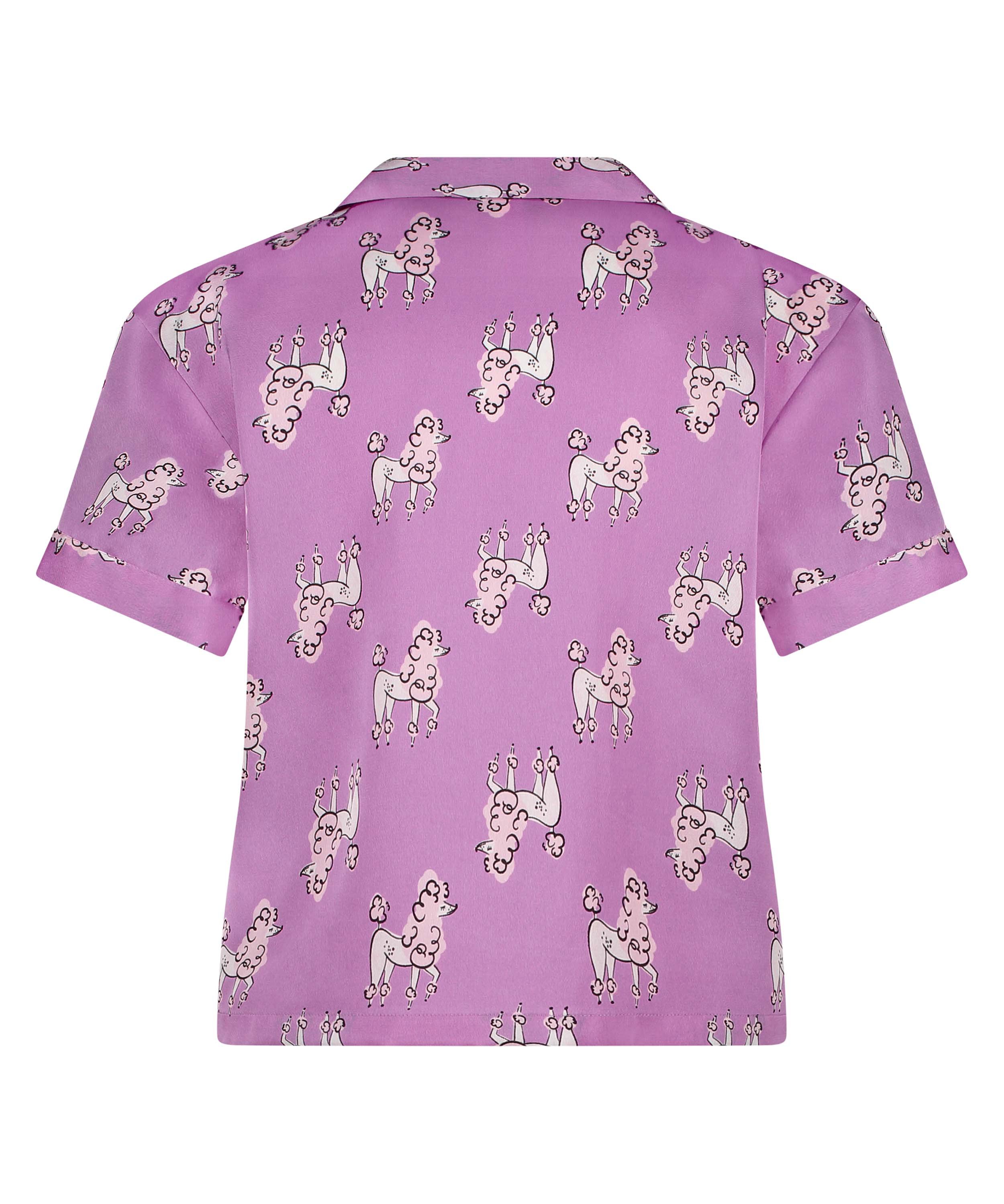 Satin Short-Sleeved Jacket, Purple, main