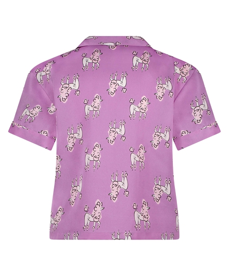 Satin Short-Sleeved Jacket, Purple