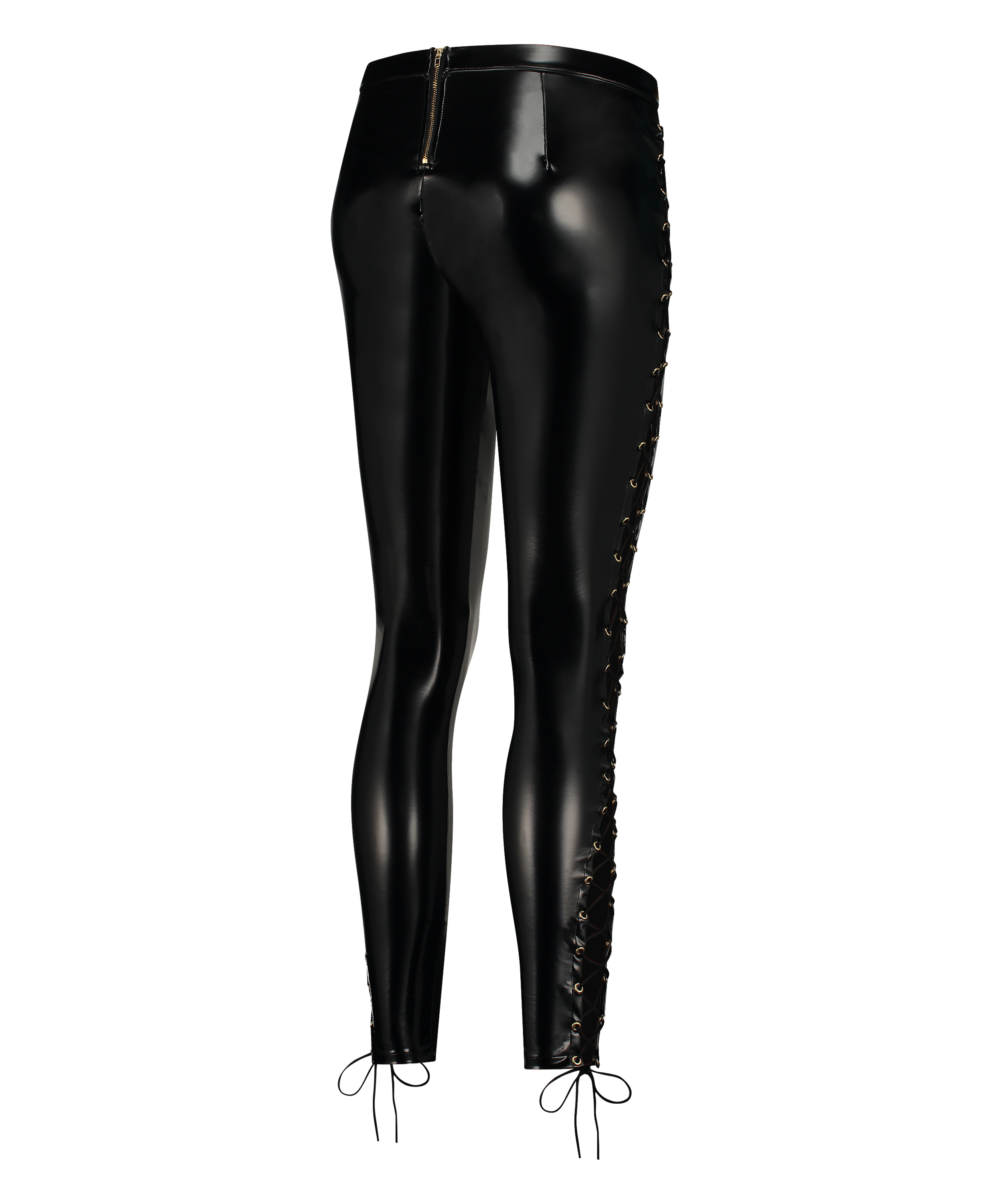 Lace-up leggings, Black, main