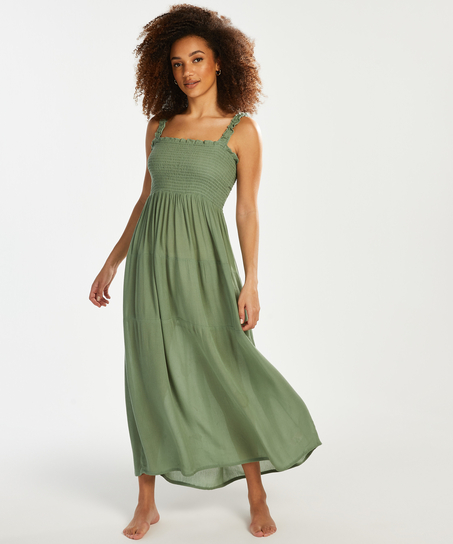 Smocked maxi dress, Green