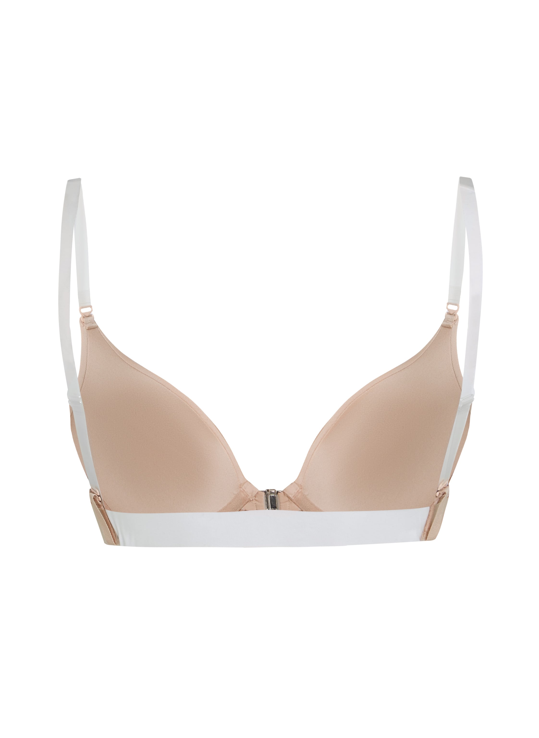 Transparant Padded Underwired Push-Up Bra, Beige, main