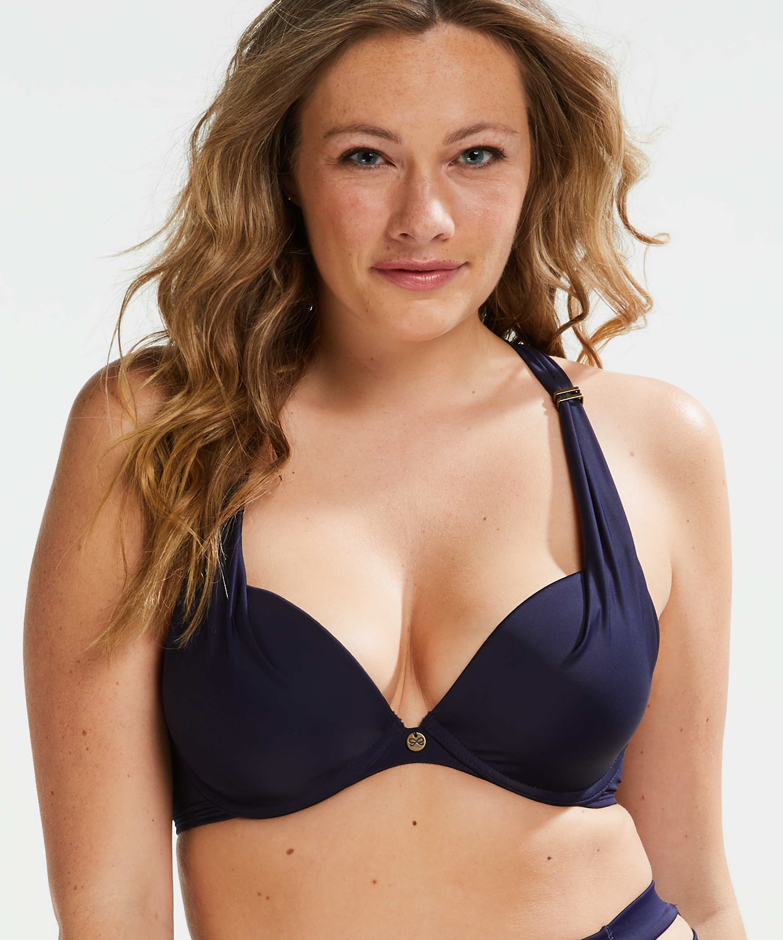 Sunset Dreams padded underwired bikini top Cup E +, Blue, main