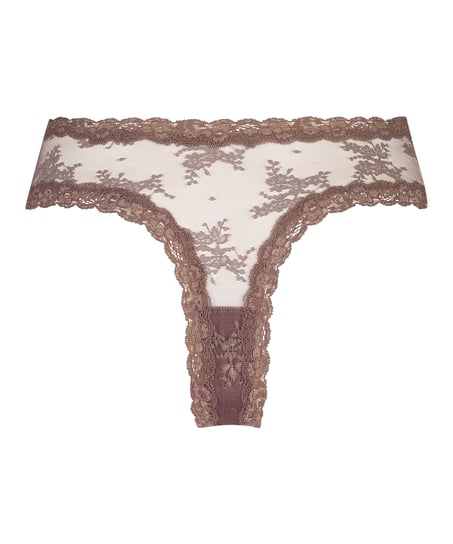 V-shaped Brazilian knickers mesh, Brown