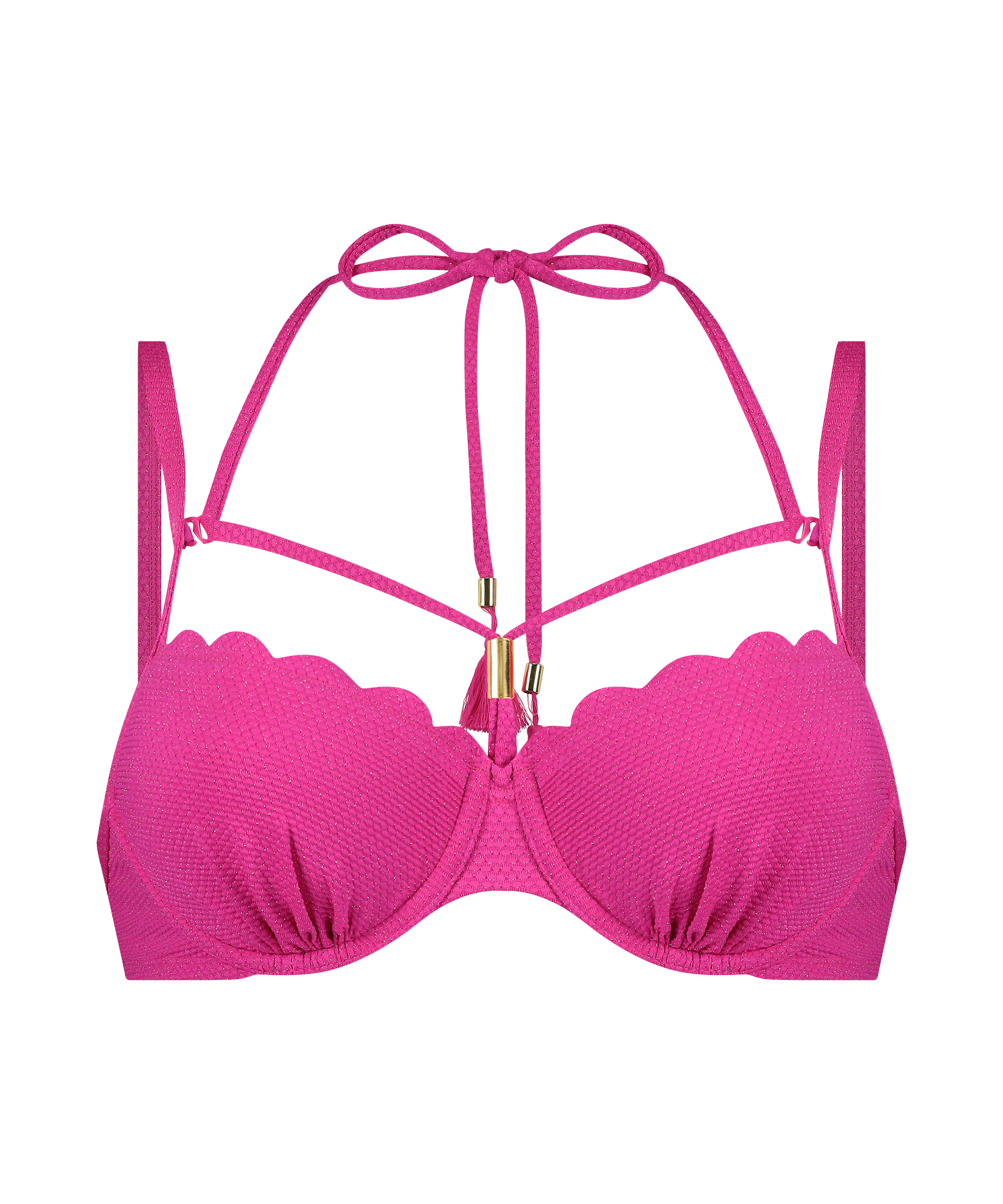 Scallop Lurex Bikini Top, Pink, main