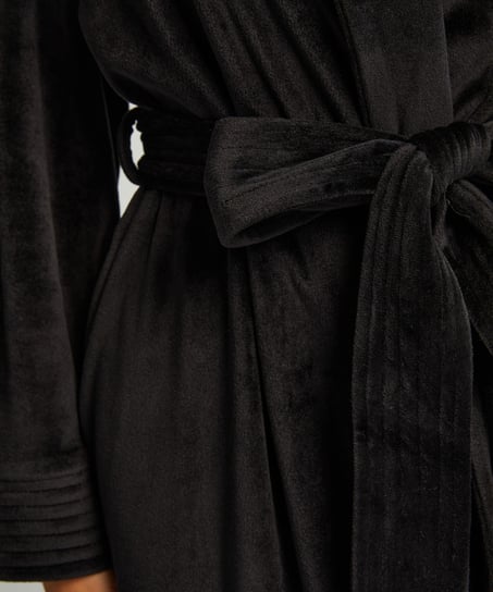 Velours short bathrobe, Black