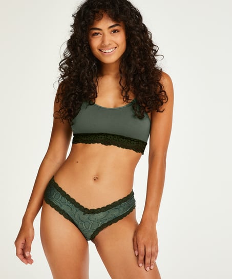 V-shaped Brazilian knickers mesh, Green