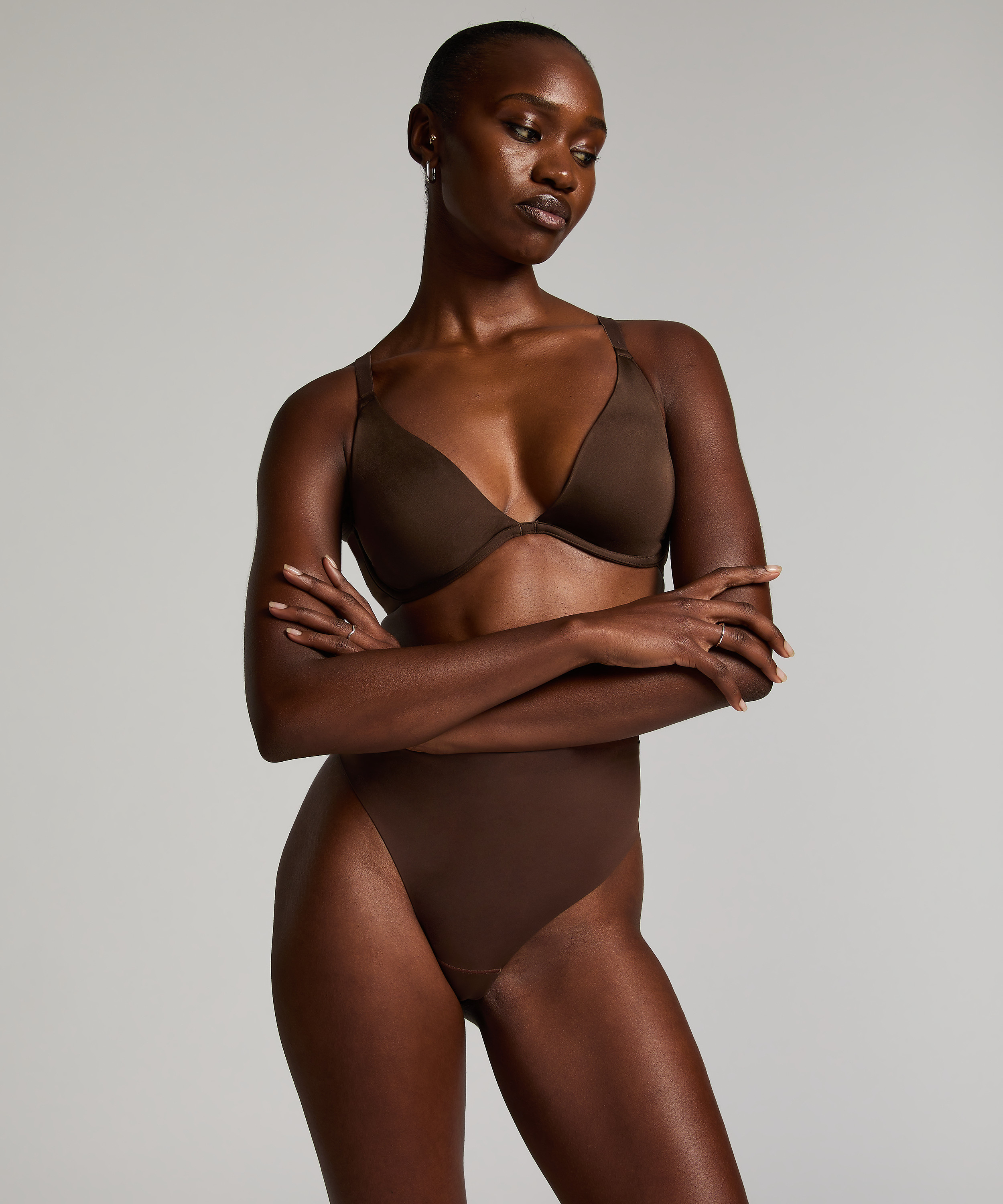 Smooth Non-Padded Underwired Bra, Brown, main