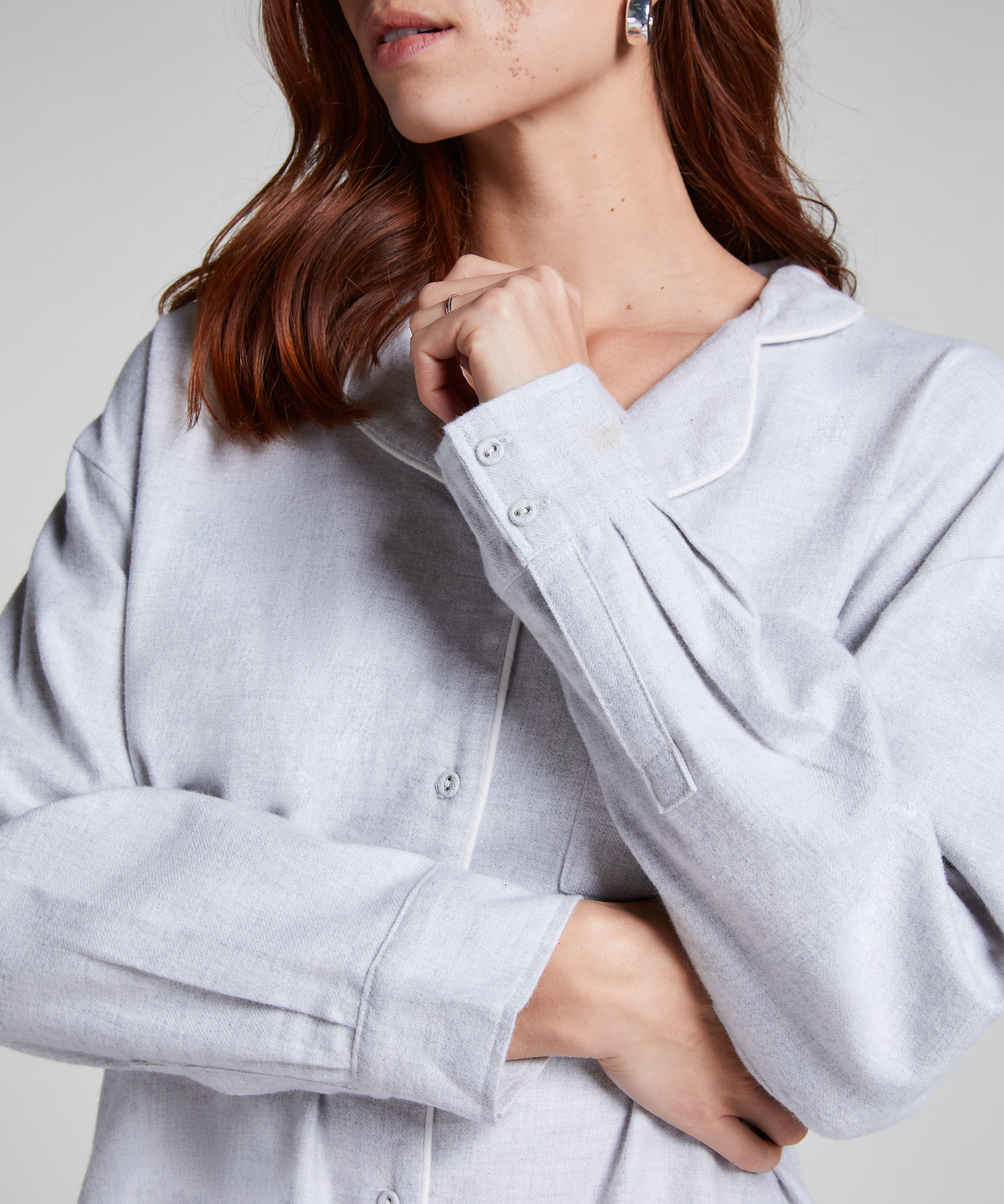 Flannel Nightshirt, Gray, main