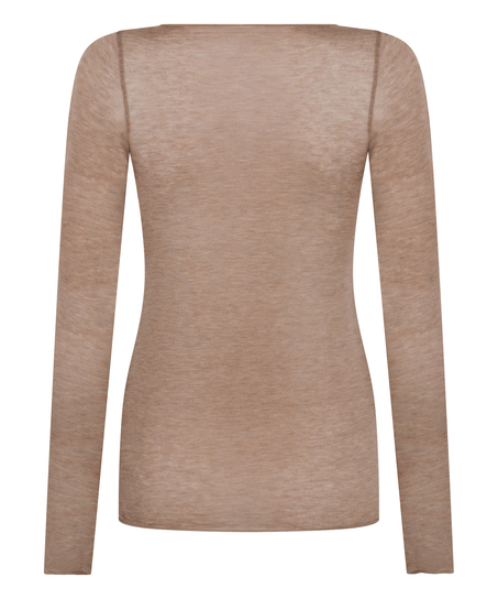 super soft Boatneck shirt with Cashmere, Brown