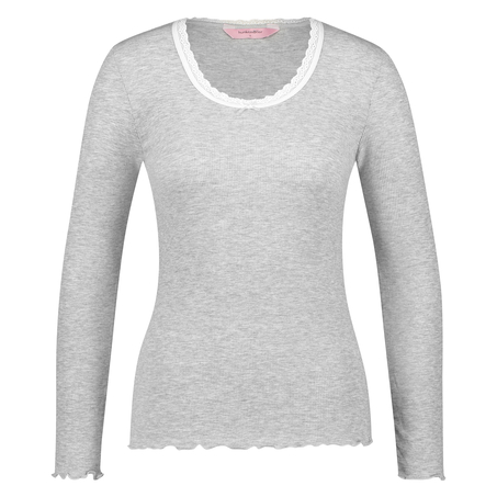 LS ribbed top R-neck, Gray
