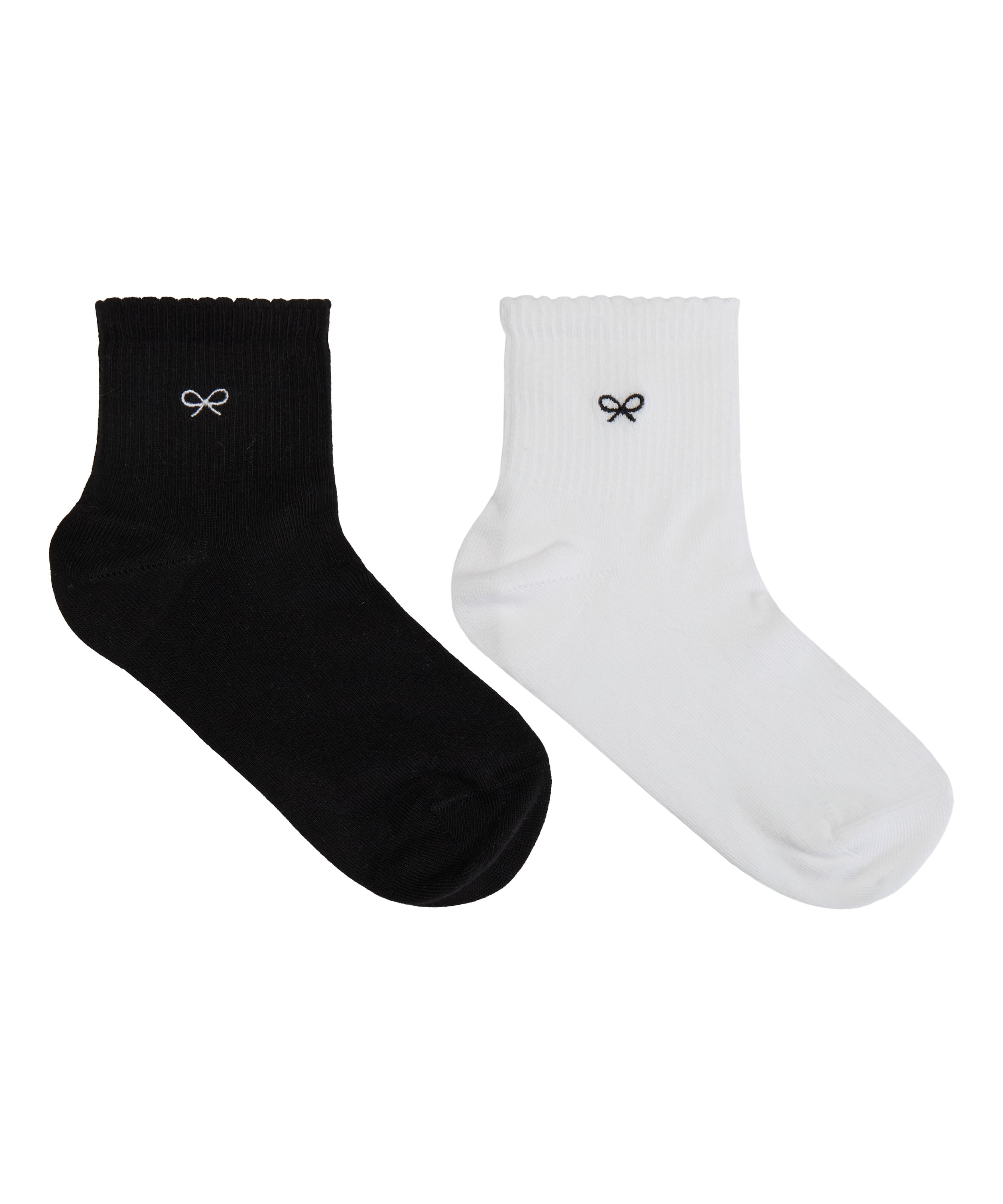 2 Pair Cotton Half Crew Socks, White, main