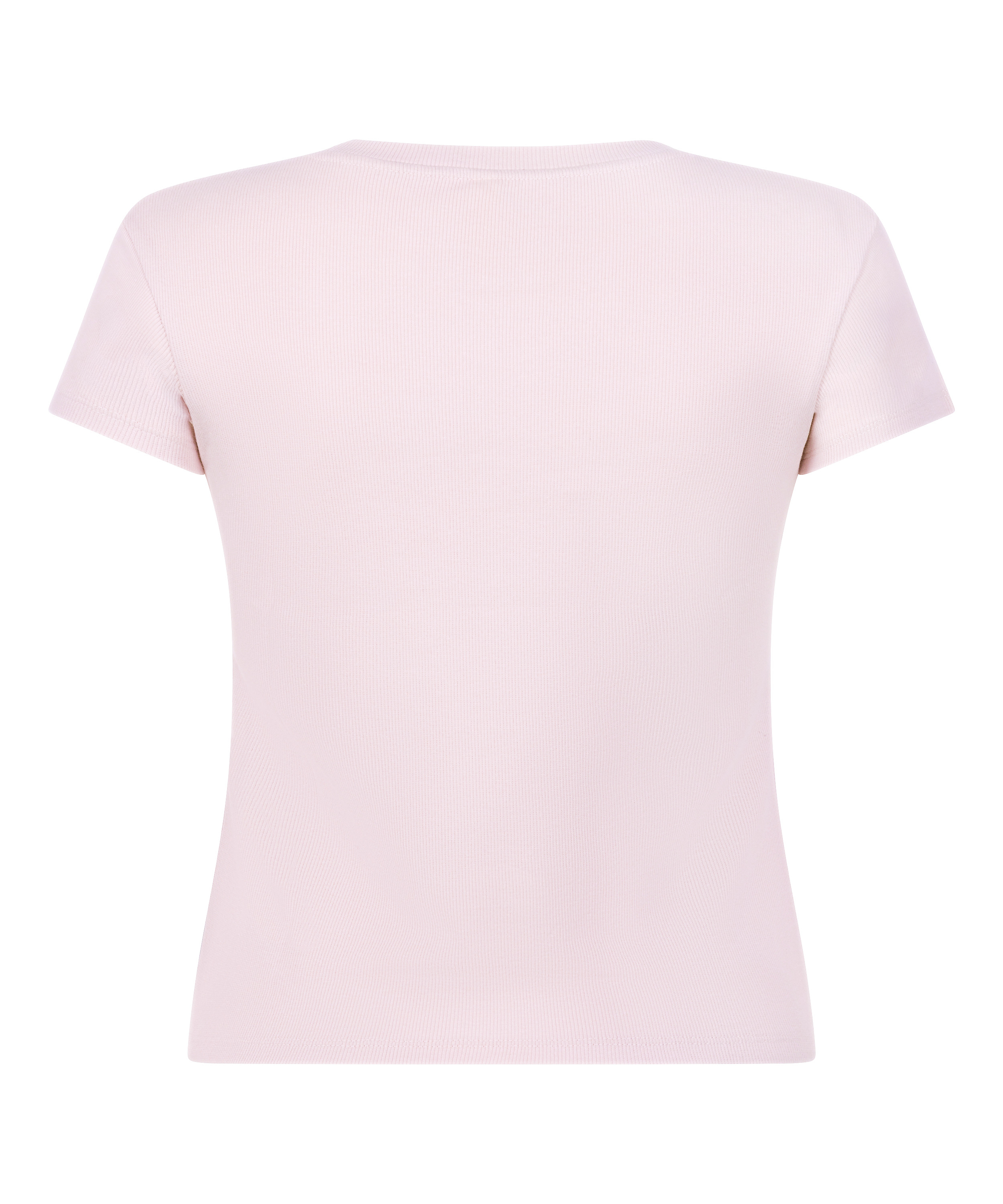 Ribbed Crew Neck Short-Sleeved Pyjama Top, Pink, main