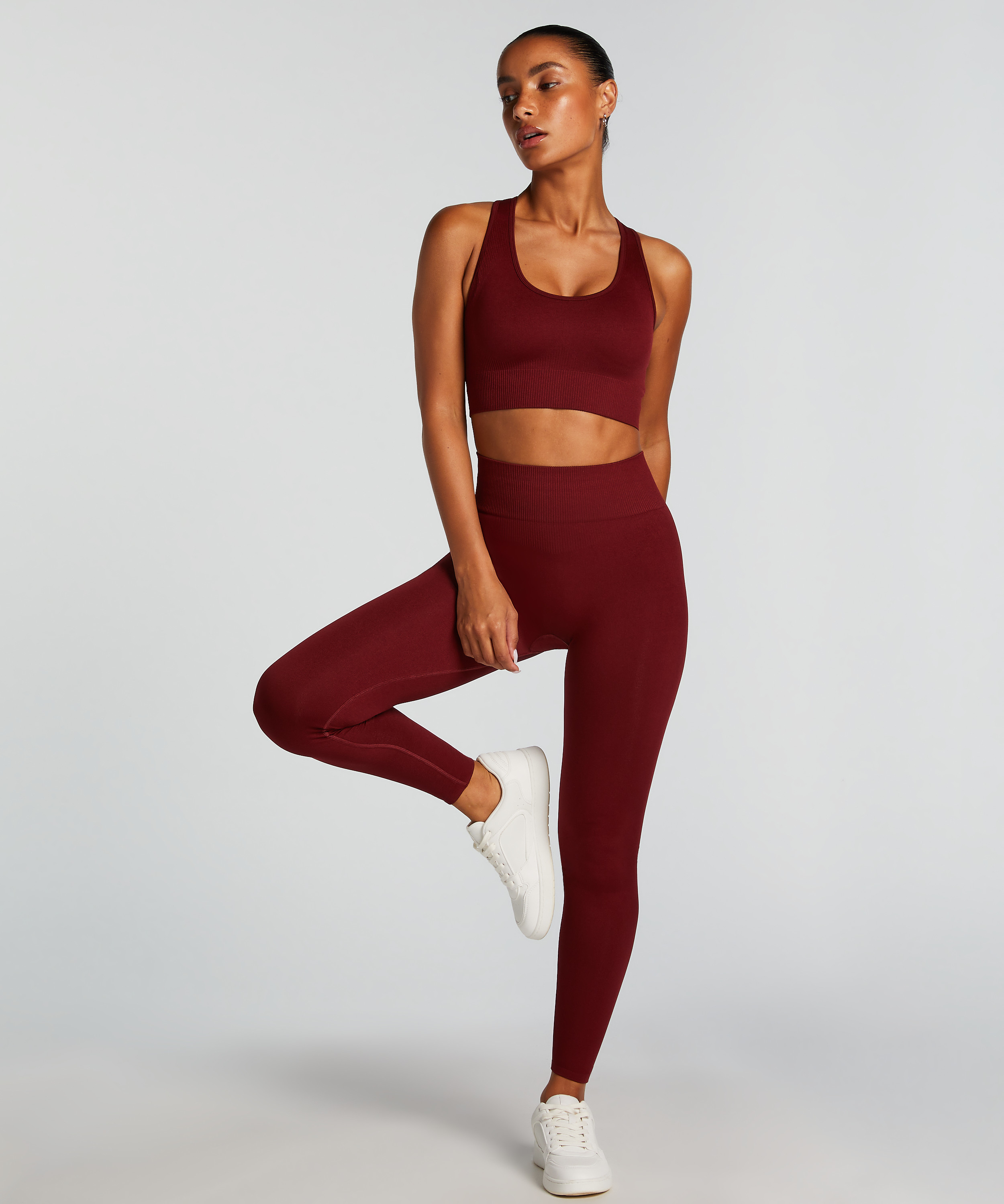 HKMX High waisted seamless sport legging, Red, main