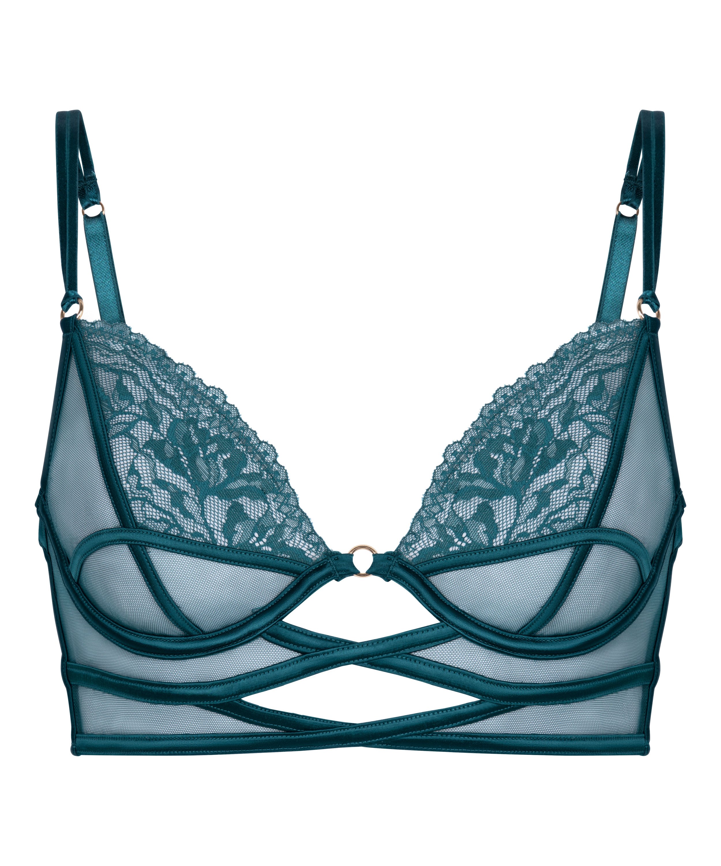 Amel Non-Padded Underwired Longline Bra, Blue, main