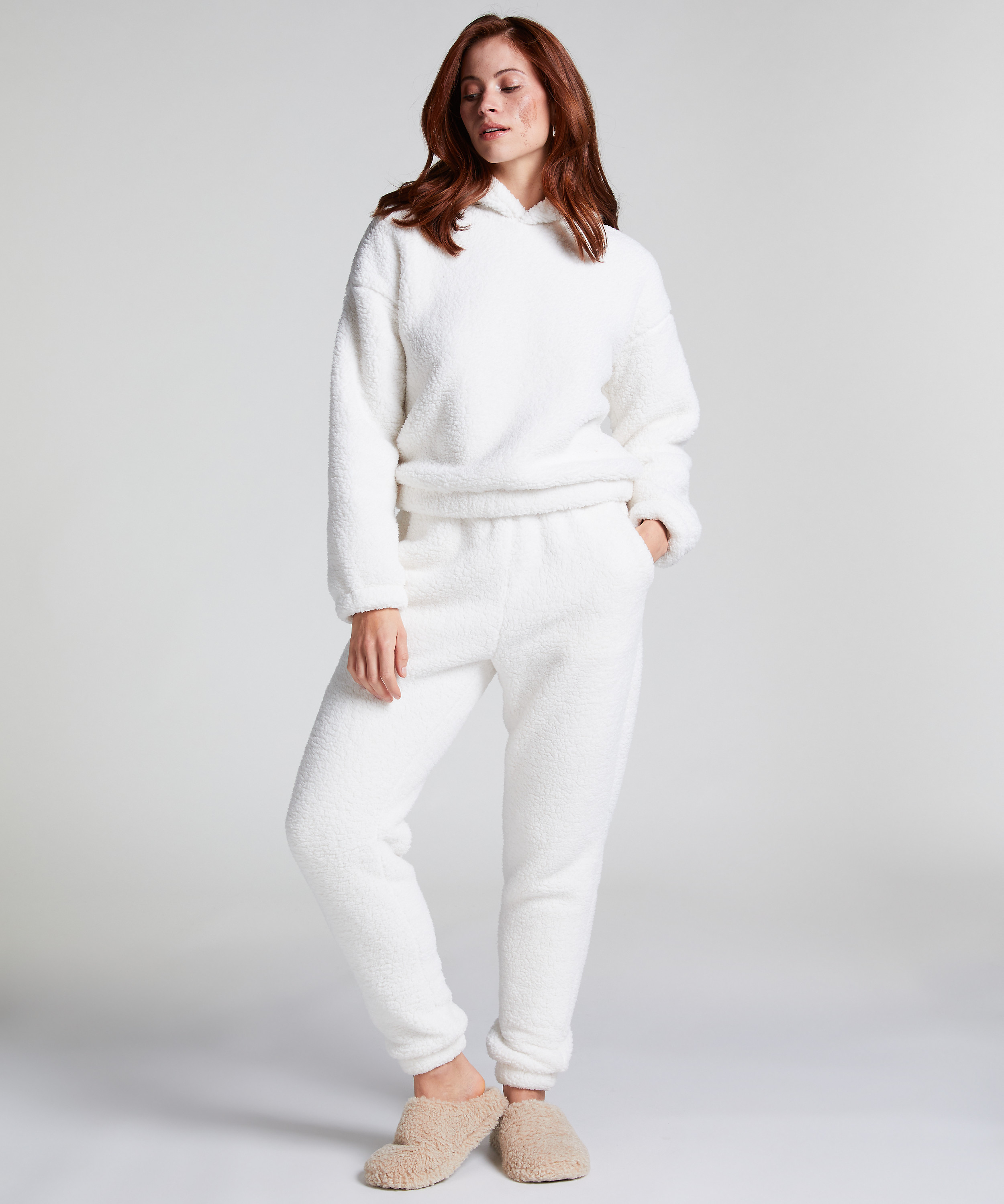 Snuggle Fleece Joggers, White, main