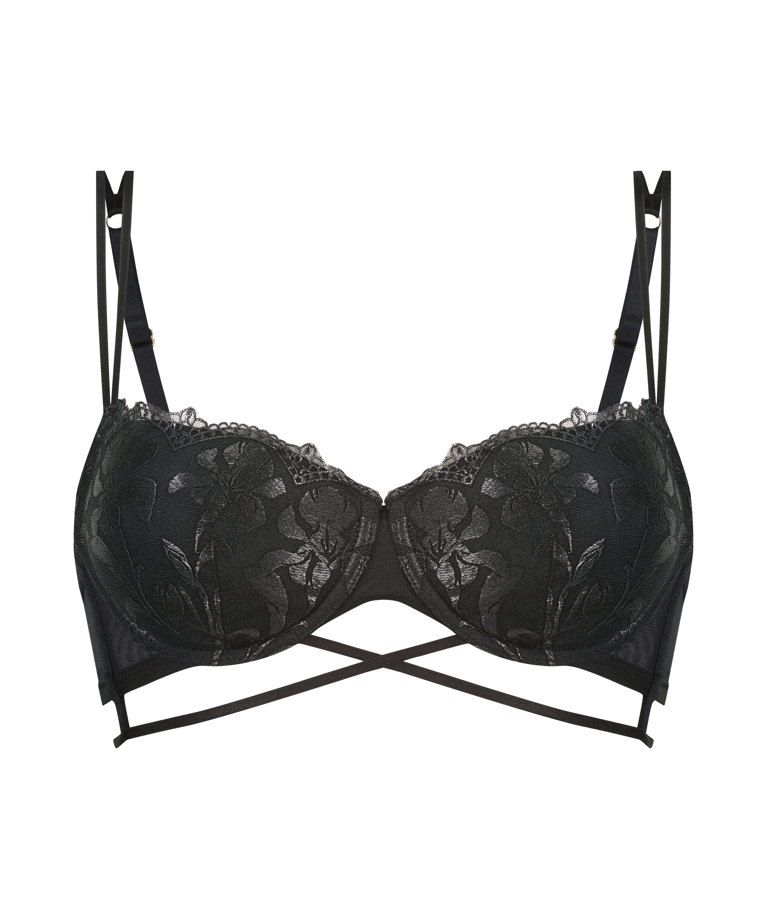 Mila Padded Longline Underwired Bra, Black, main