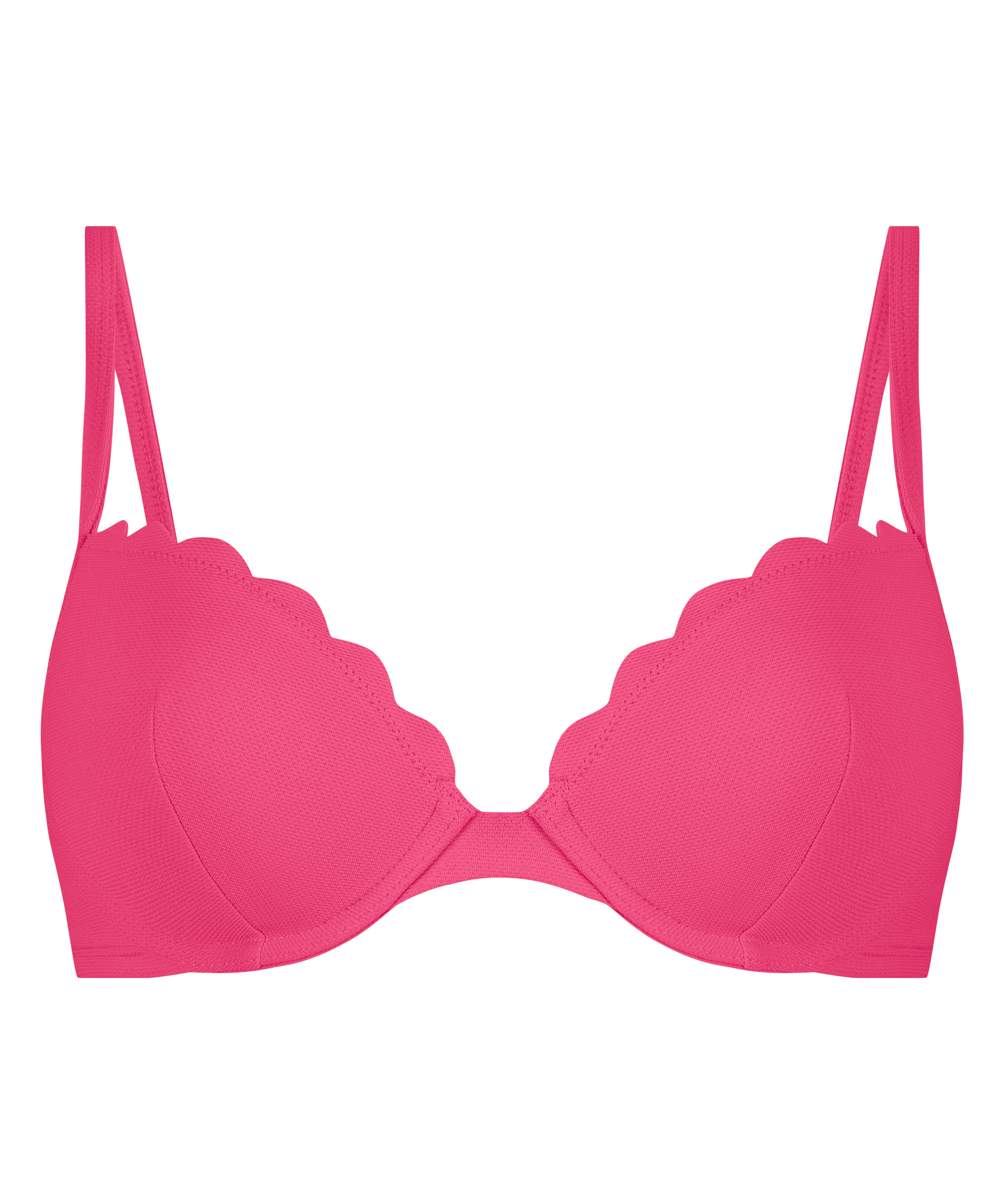 Scallop padded underwired bikini-top, Pink, main