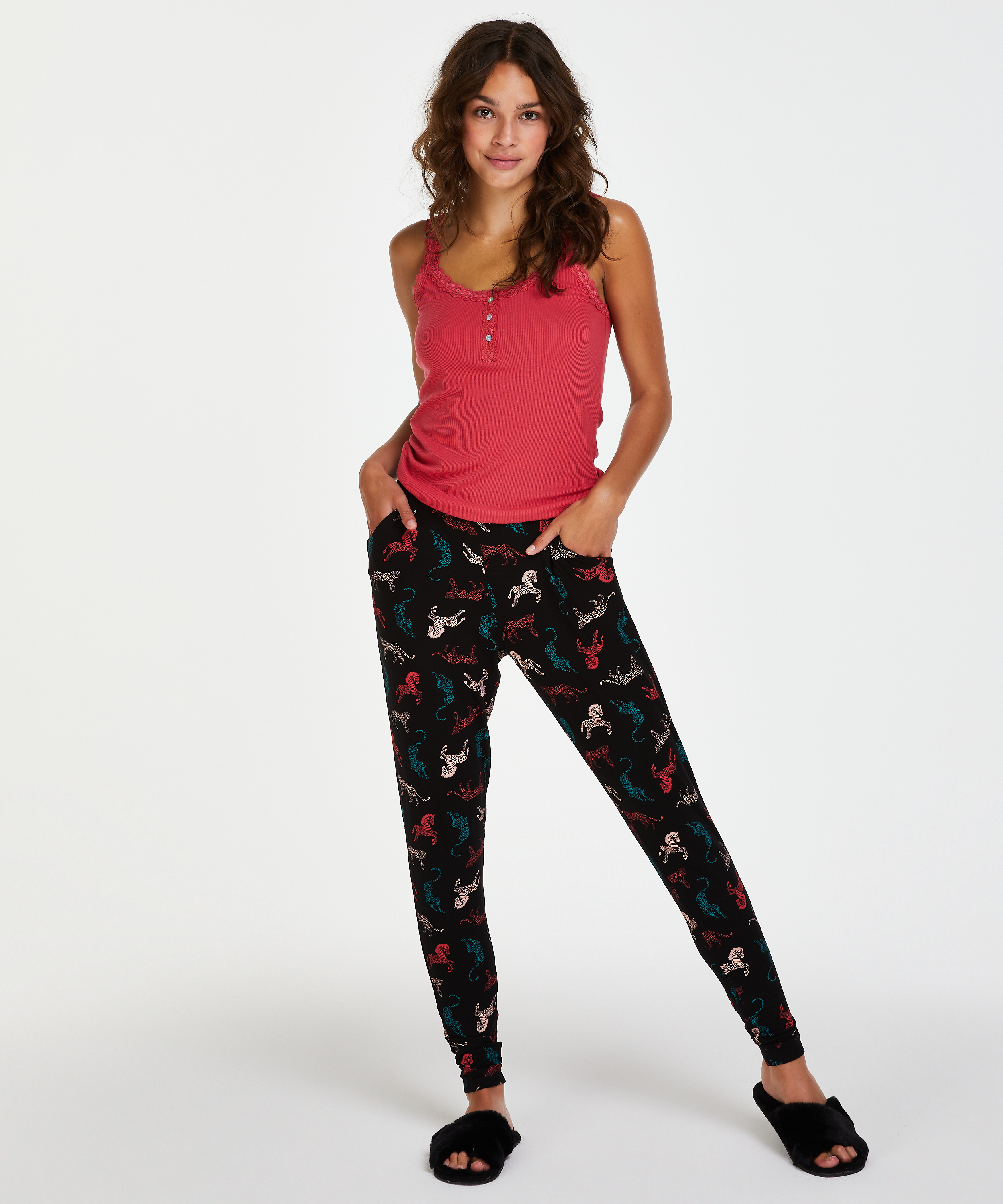 Jersey pyjama pants, Black, main