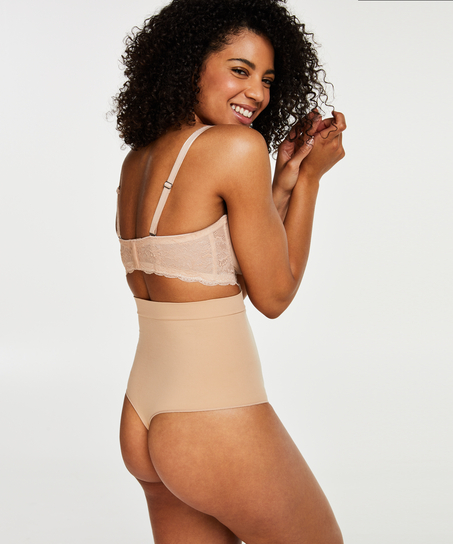 Firming high waisted thong - Level 2, Beige