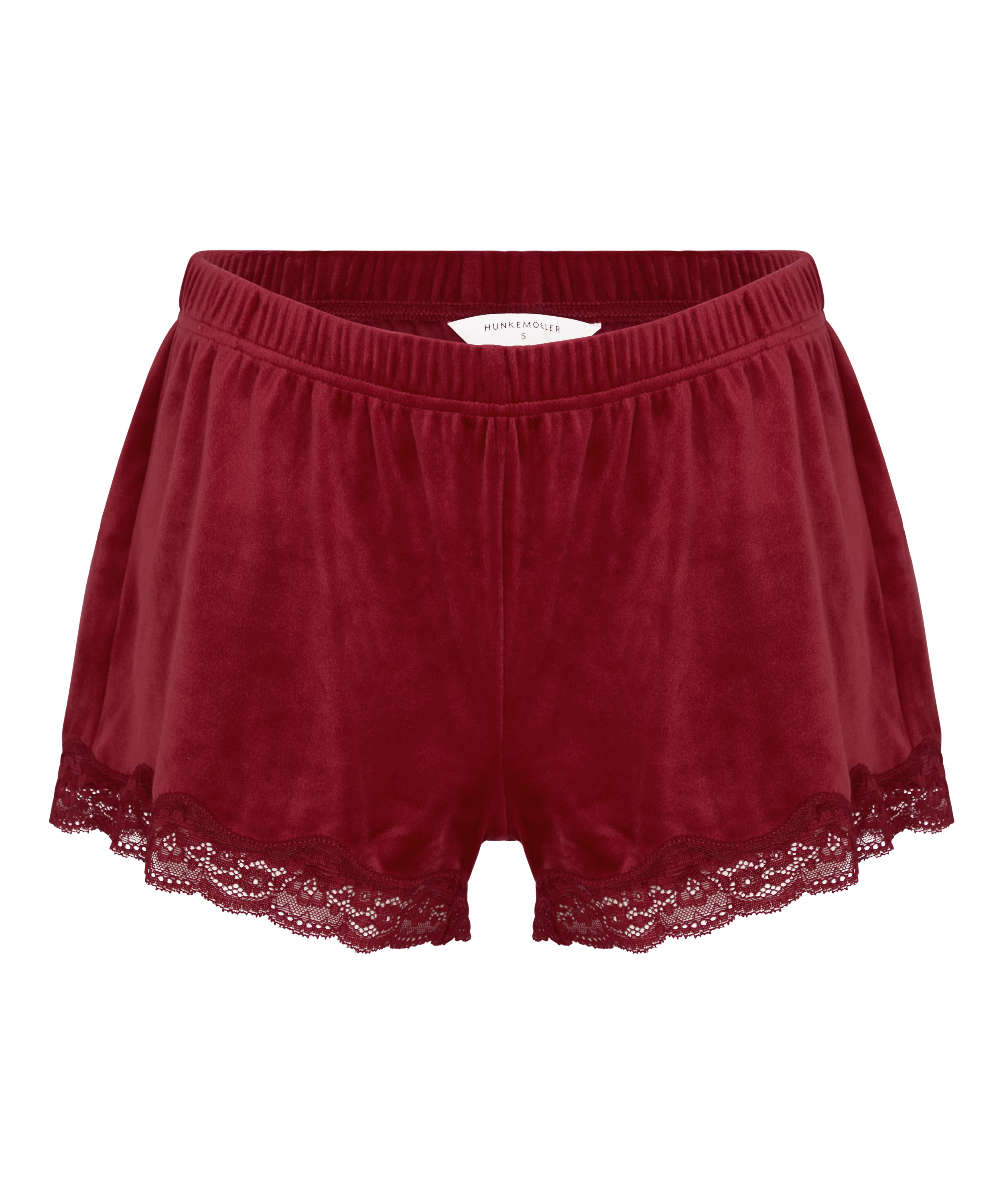 Pyjama Short Velours Scallop Lace, Red, main