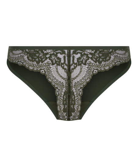 Lace Back Invisible Thong, Green