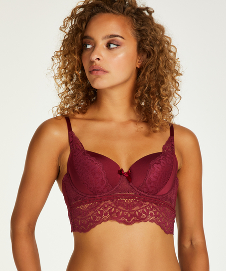 Elise Padded Longline Underwired Bra, Red
