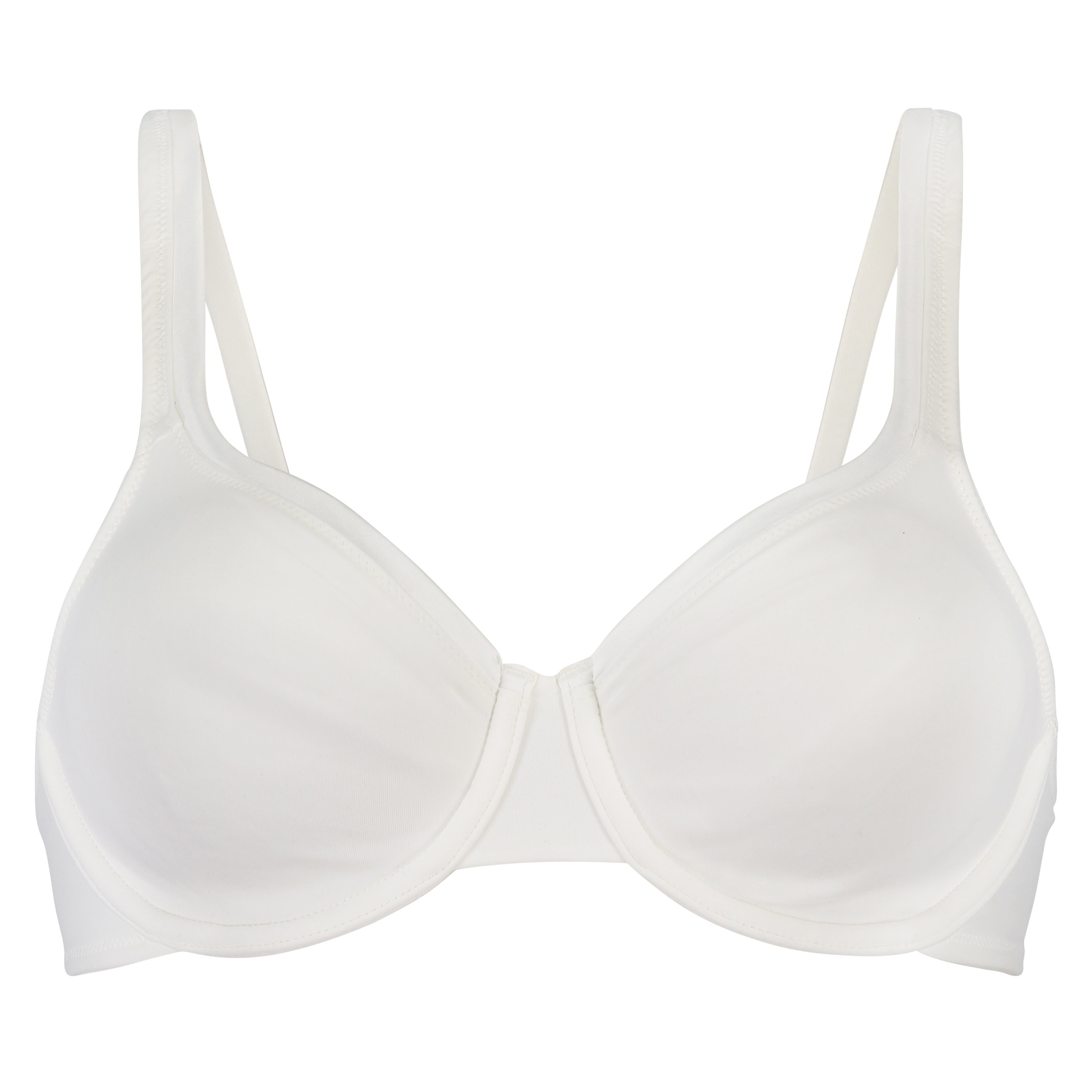 Satin Fleece Non-Padded Underwired Bra, White, main