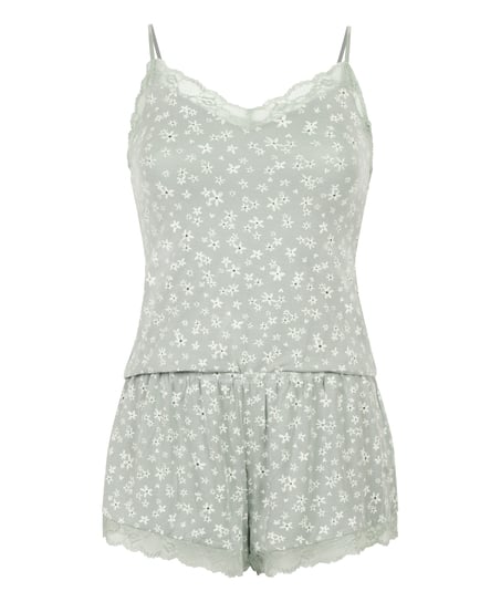 Lace Jersey  Pyjama Set, Green