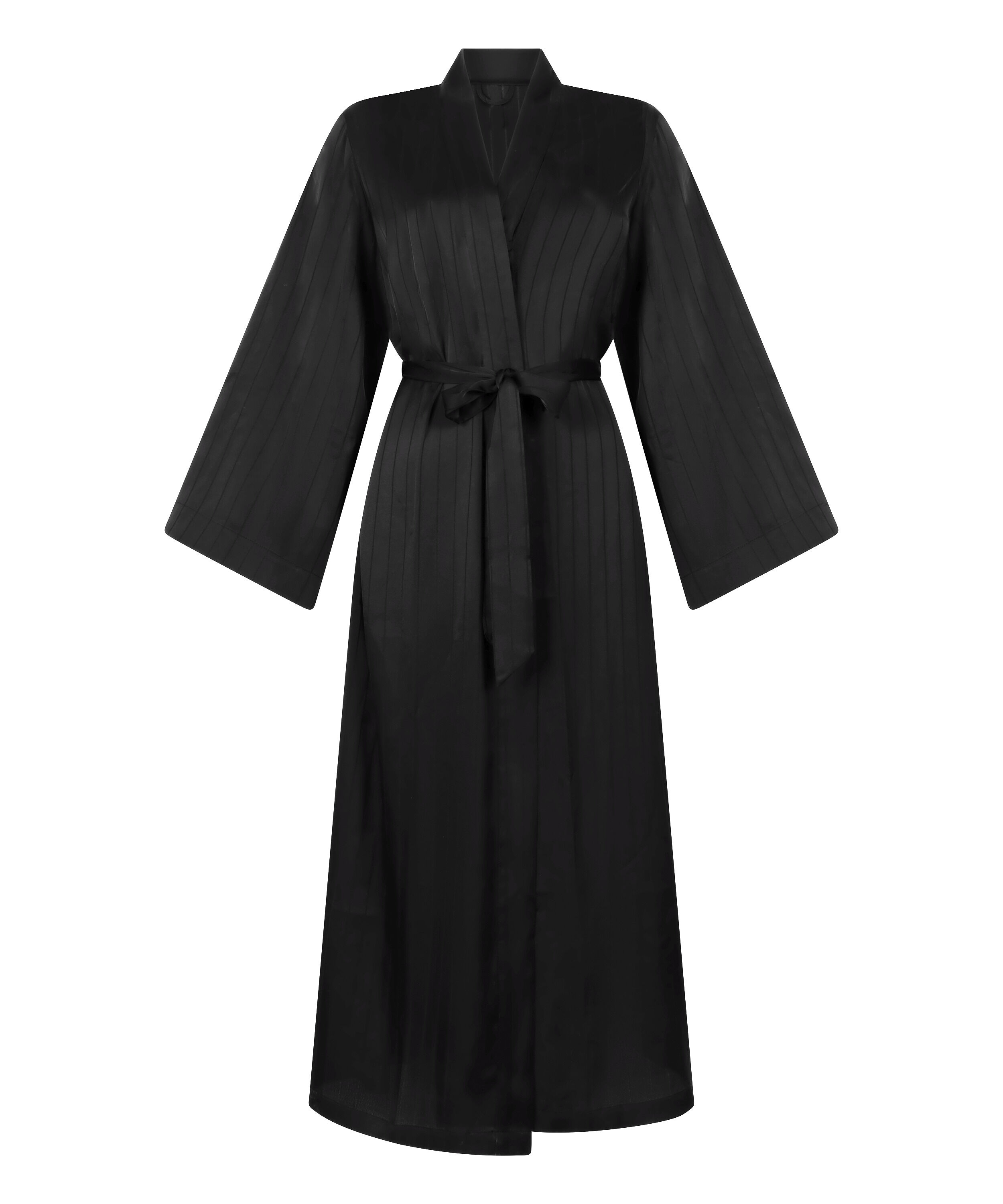 Satin Pinstripe Kimono, Black