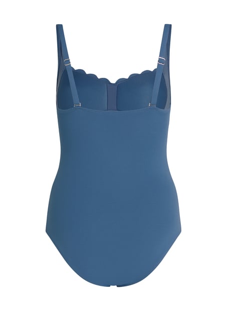 Shaping Scallop Swimsuit, Blue