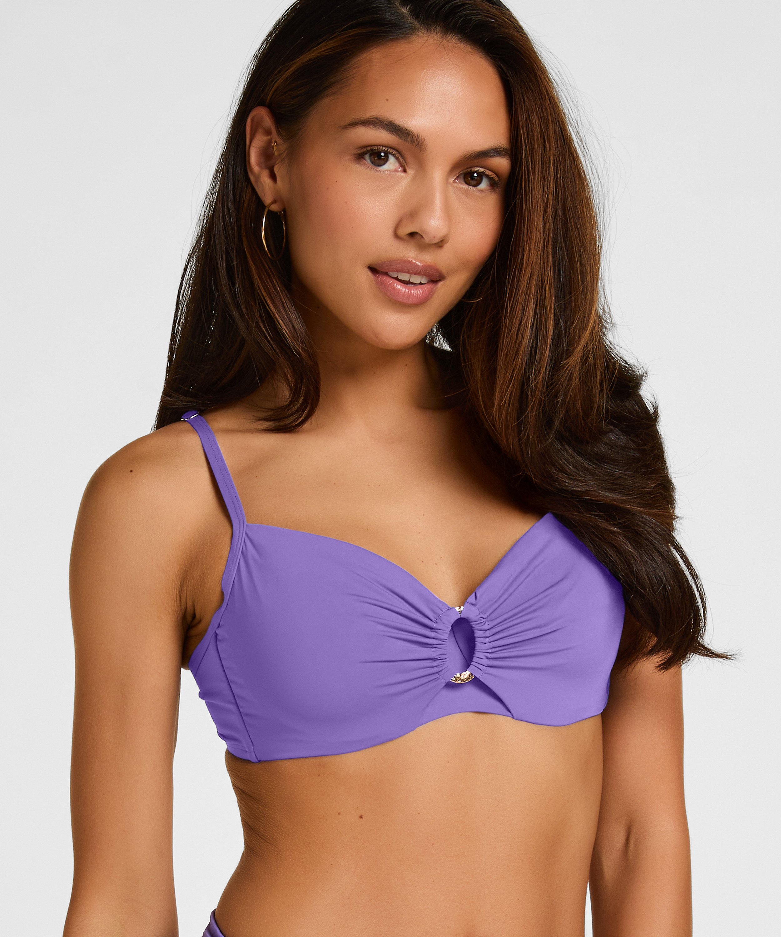 Luxe Non-Padded Underwired Bikini Top, Purple, main