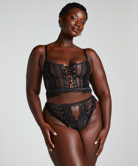 Cierra Non-Padded Underwired Longline Bra, Black