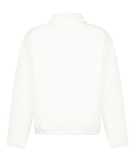 Top Half Zip Sporty Fleece, White