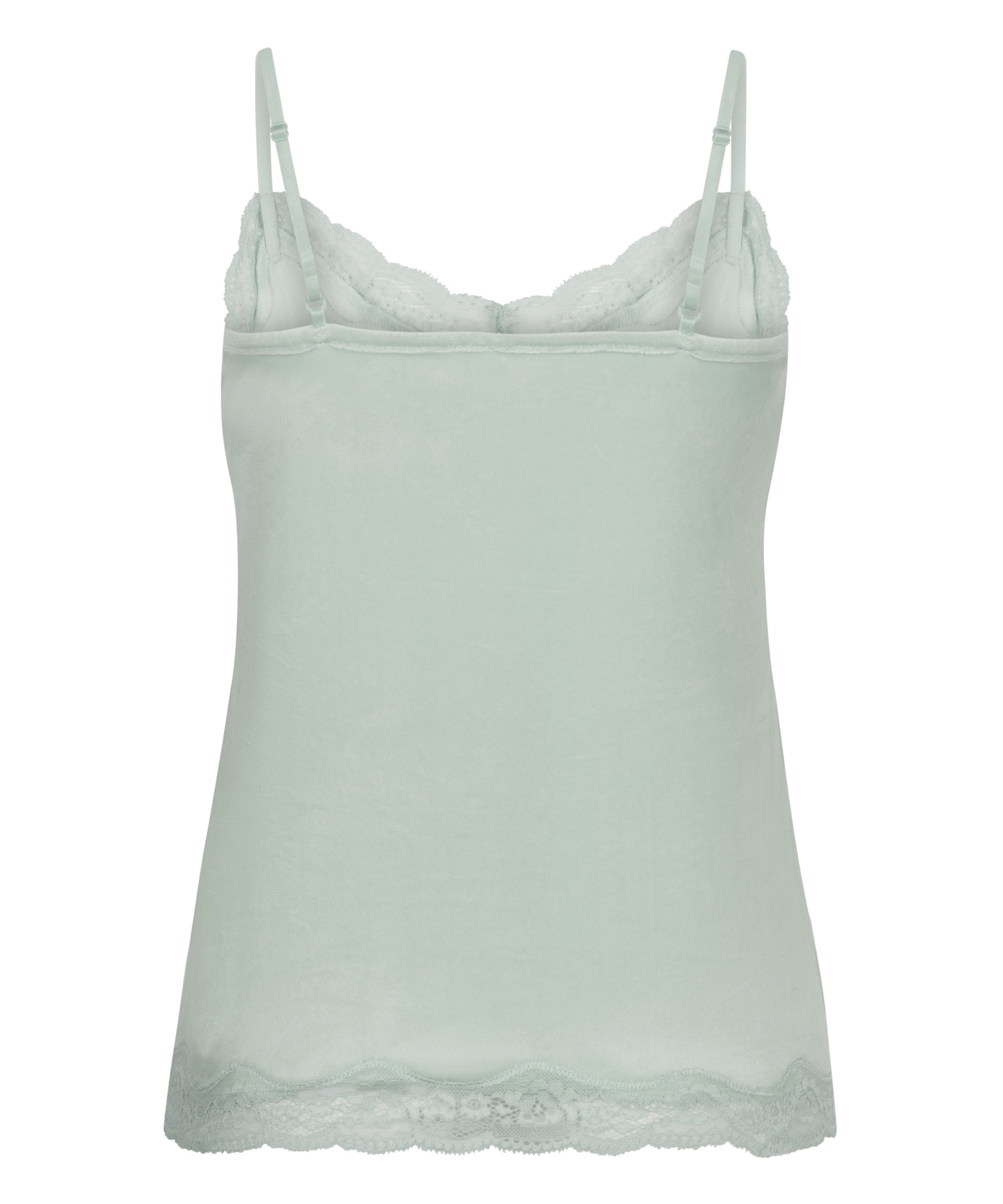 Velours Lace Cami Top, Green, main