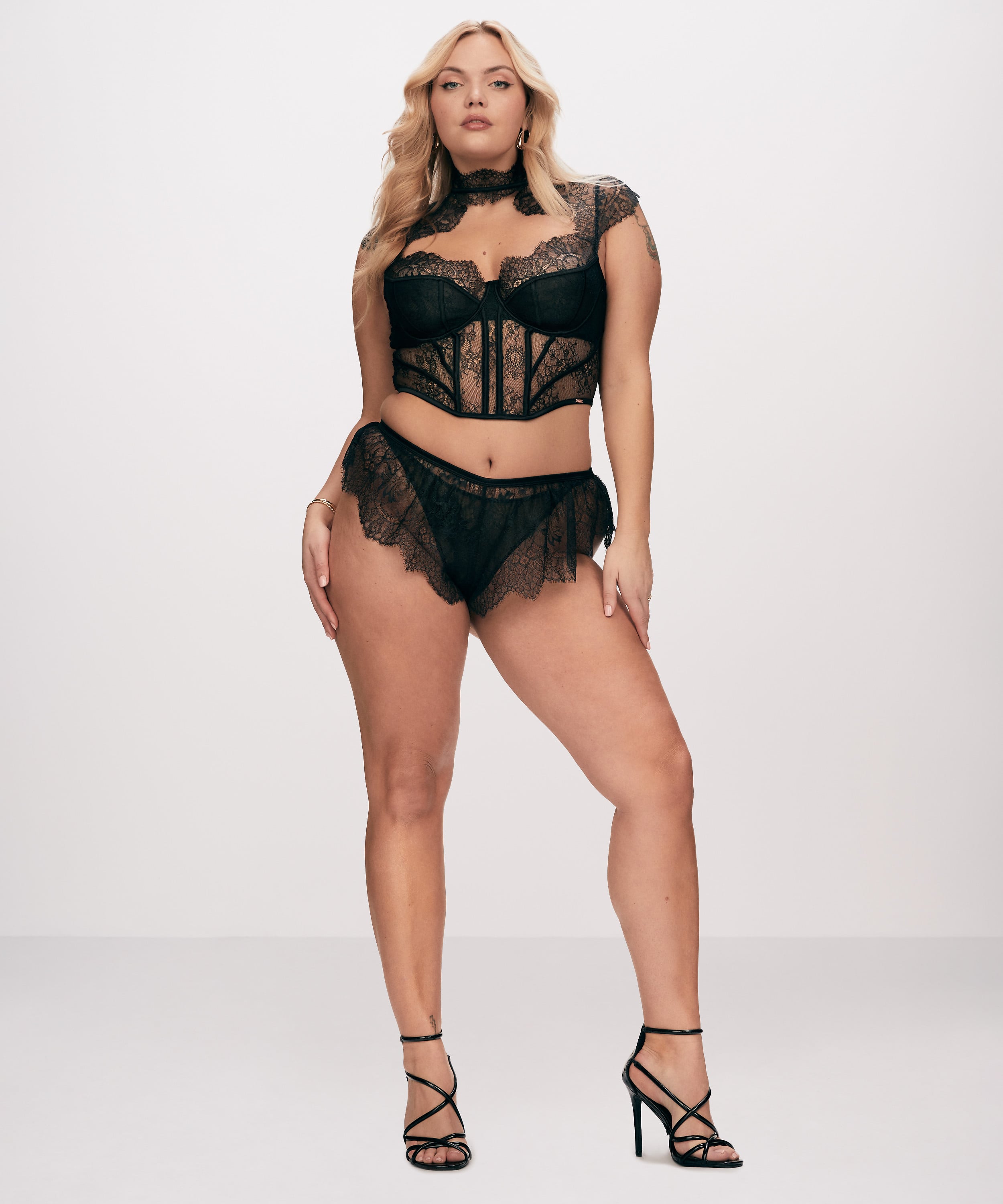 Lace Camille French Knicker, Black, main