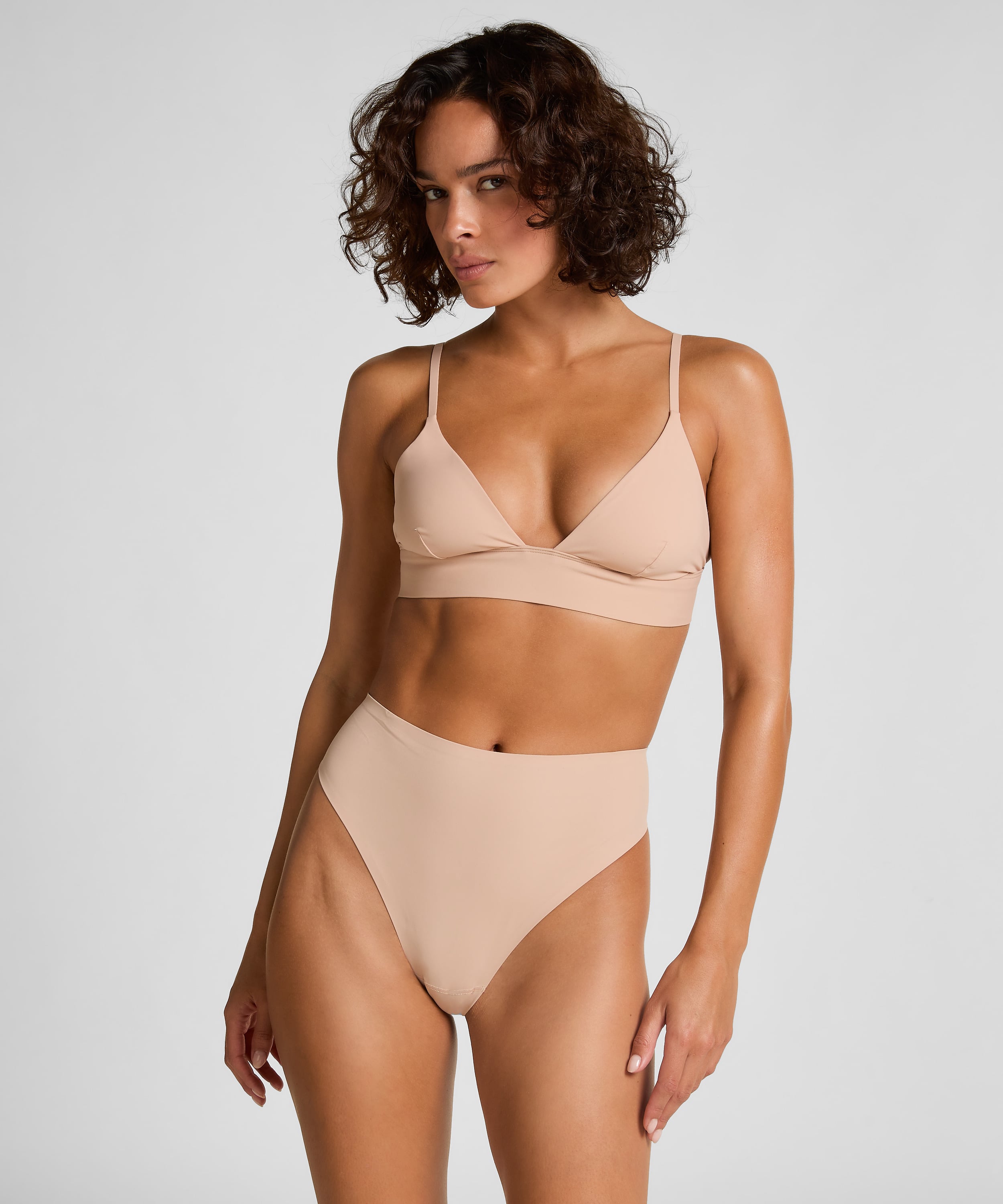 Smooth Triangle Bralette, Beige, main