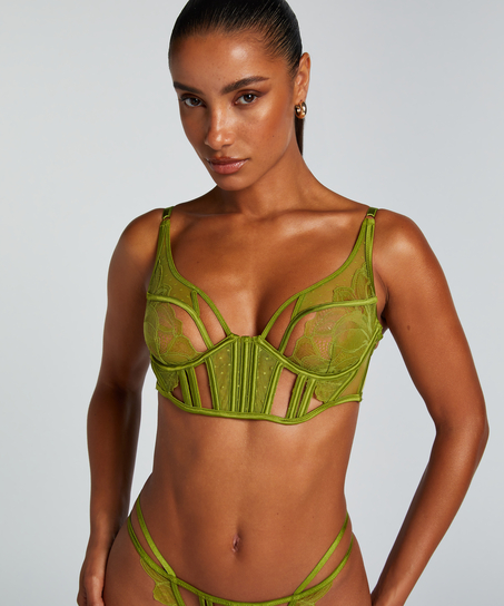 Billie Non-Padded Longline Underwired Bra, Green
