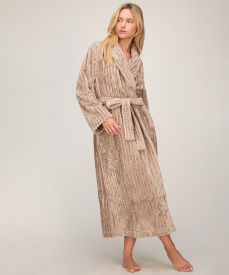Bathrobe Jacqueared Fleece, Beige