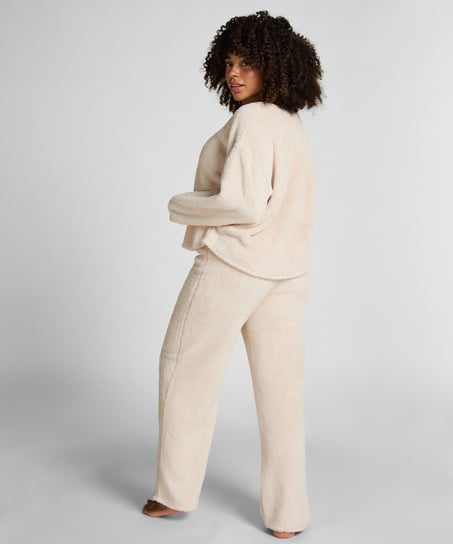 Longsleeved Top Fluffy Fleece, Beige