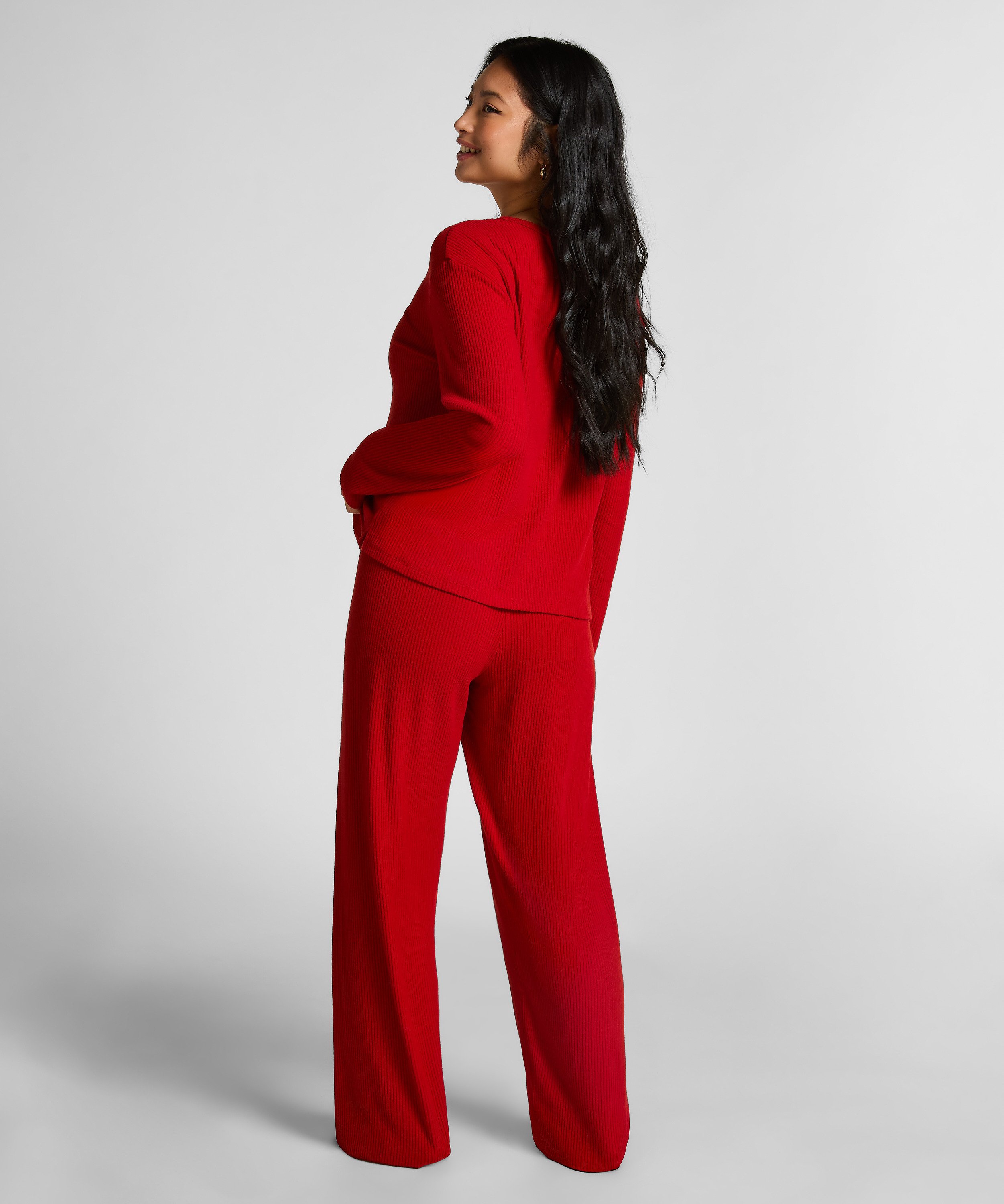 Jersey Long-Sleeved Pyjama Top, Red, main