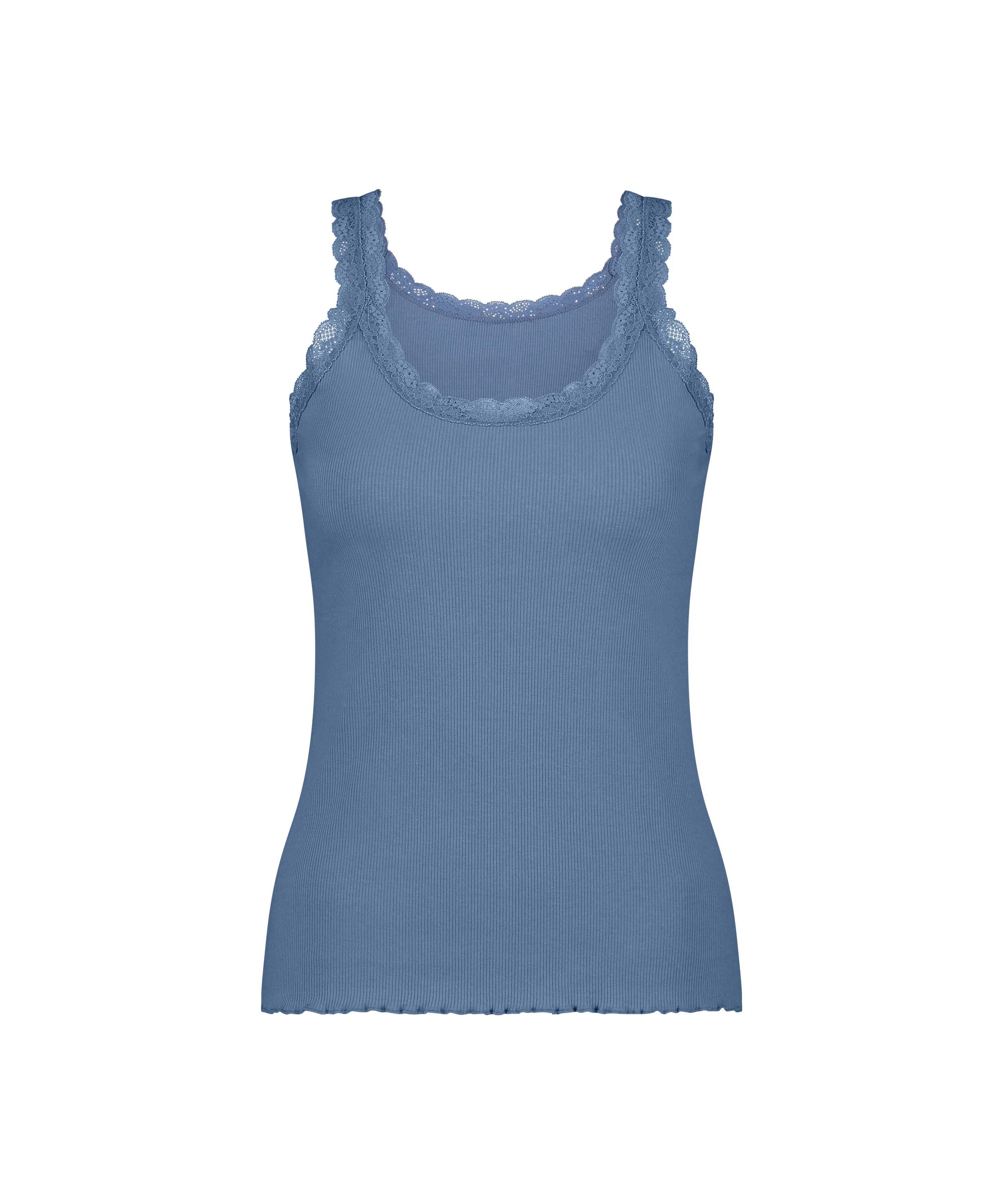 Ribbed Lace Singlet, Blue, main