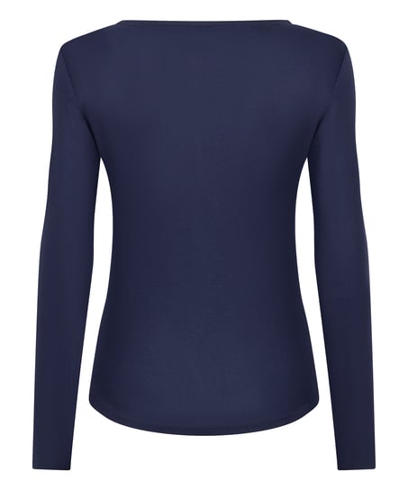 Longsleeved Pyjama Top Henley, Blue