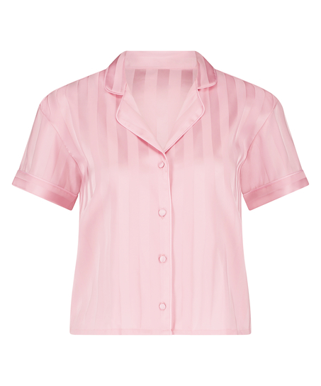 Satin Short-Sleeved Jacket, Pink